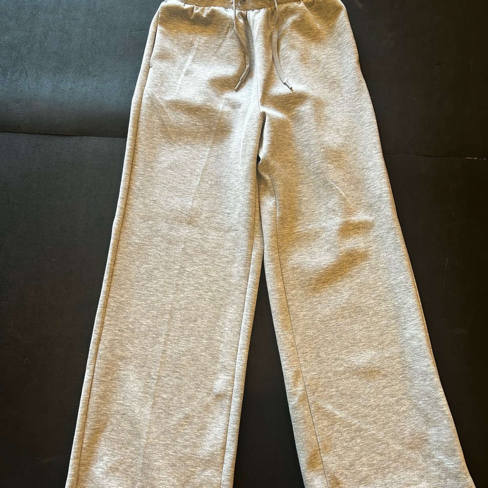 Light Gray Wide-Leg Sweatpants